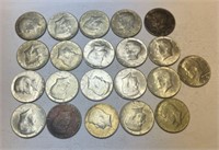21 Kennedy Half Dollars 1965-69