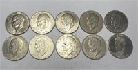 10 Eisenhower Half Dollars, 1970-76