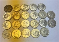 22 Kennedy Half Dollars 1965-69