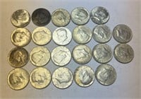 22 Kennedy Half Dollars 1965-69