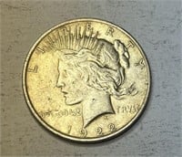 1922 Peace Liberty Silver Dollar, VG/F