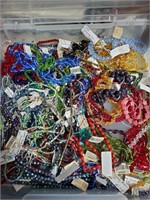 Plastic Tote Full of Jewelry Making Beads-Most