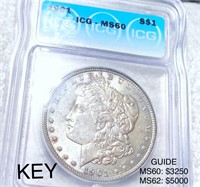 1901 Morgan Silver Dollar ICG - MS60