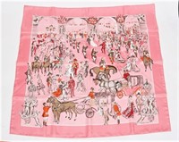 Hermes, "Soiree de Gala" Silk Scarf in Pink