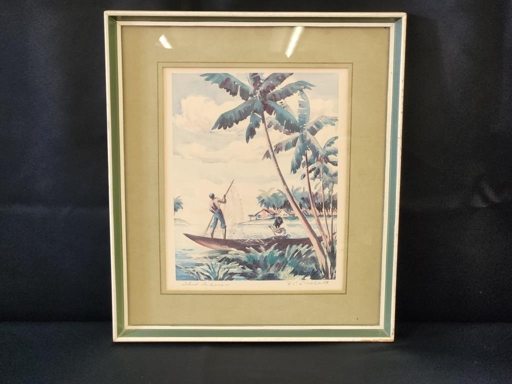 VINTAGE R.C. LOCKHARDT "ISLAND FISHERMAN" PRINT...