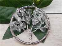 QUARTZ WIRE TREE PENDANT ROCK STONE LAPIDARY SPECI