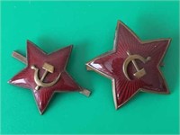 Pr Vintage Enamel on Brass Soviet Cap Devices