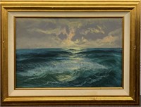 V. Berk Oil On Canvas Ocean Scene