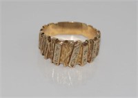 Retro 9ct rose gold ring set with small diamonds