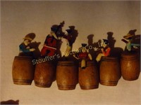 6 Vintage doll house 1" Tiny Wood Barrels