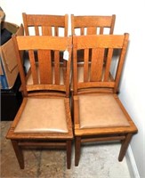 Set of Vintage Dining Chairs with Vinyl Seats