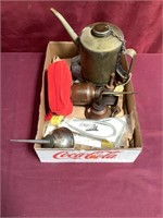 Box Of Tools Includes Old Oil Cans, Child Safe
