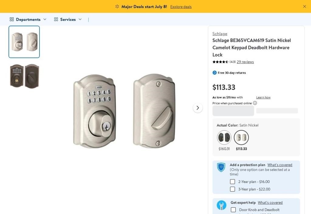 C1991  Schlage Keypad Deadbolt Lock Satin Nickel