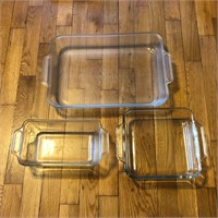 Lot of 3 Anchor Hocking Glass Baking Dishes