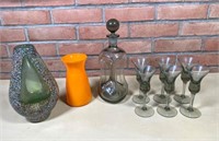 wine set & Art glass candle stick