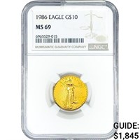 1986 $10 1/4oz. Gold Eagle NGC MS69