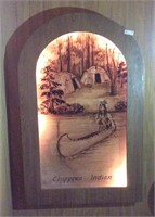 Chippewa Indian Glass w/ wood frame wall art