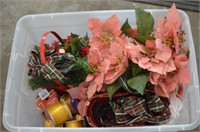 Tote with Christmas Flowers & Ribbon