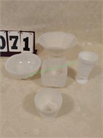 Milk Glass lot. 5 count items.