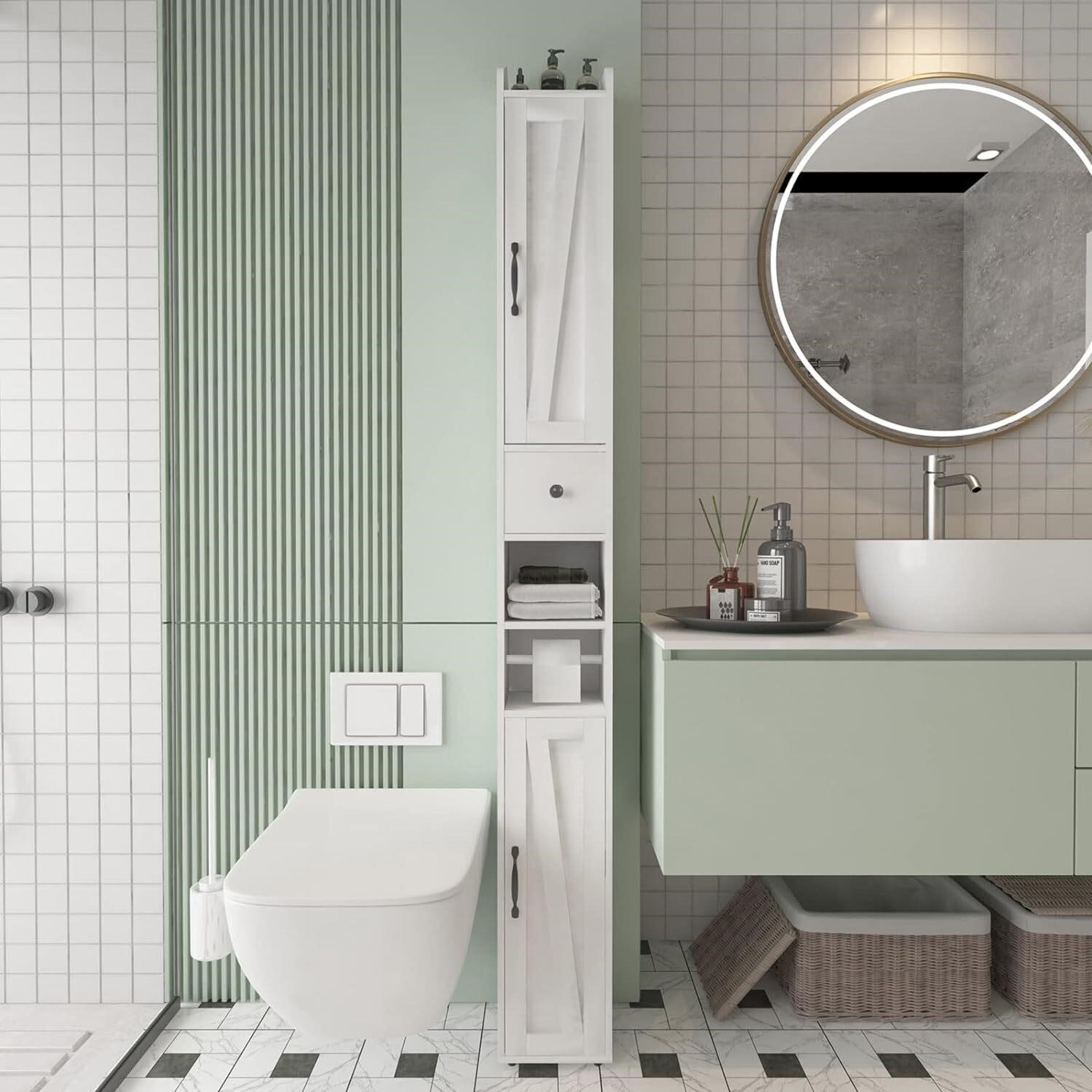 Bathroom Cabinet with Adjustable Shelf (White)