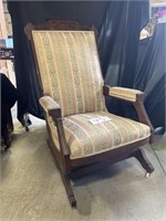 Upholstered Wooden Rocking Chair on Wheels