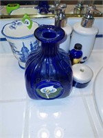 BLUE VASE, CUP, & SOAP PUMPS