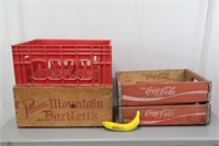 4 Vtg. Coca-Cola & Red Moon Pears Shipping Crates