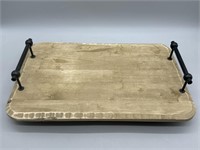 Wooden Serving Board w/ Metal Handles is 16.5x11