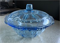 Blue Glass Candy Dish with Lid