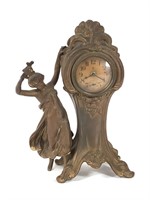 Bronze Art Nouveau Wm. L. Gilbert Boudoir Clock