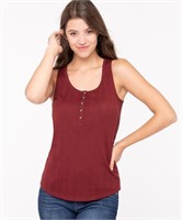 3X SLEEVELESS TEXTURED STRIPE HENLEY TOP