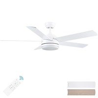 YUHAO 52 inch White Ceiling Fan with Lights and Re