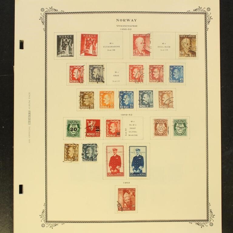 Norway Stamps 1950s-1990s Used collection on Scott