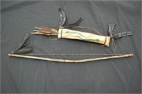 42" Painted Leather Bow W/ Quiver & 5 Arrows