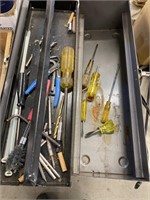 Toolbox with screwdrivers, drill bits and driver