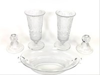 Waterfall Clear Glass Dish Candle Holders