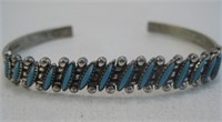 Zuni SS Turquoise Bracelet - Hallmarked