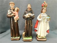 Figurines 12" T, 5" W. Three religious themed