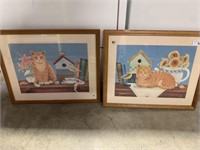 FRAMED PRINTS OF CATS, BIRDS, AND BIRDHOUSES -