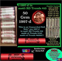 THIS AUCTION ONLY! BU Shotgun Lincoln 1c roll, 199