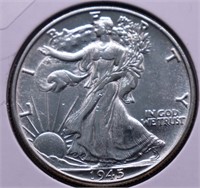 1945 GEM BU WALKING HALF DOLLAR