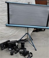 Cameras, projector and screen