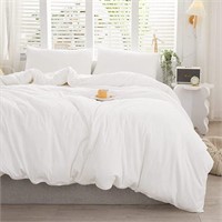 White Duvet Cover King Comforter Cover Set-3Pcs