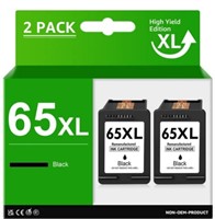 2 PCS 65XL Ink Cartridge for HP 65 Black Ink for D