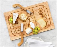 Hockey Cheese Board with Two Knives