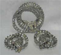 Vintage Ledo Rhinestone Brooch & Earrings Set
