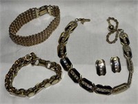 Vintage Gold Tone Jewelry Lot, Bergere Bracelet