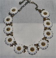 1960's White Sunflower Necklace