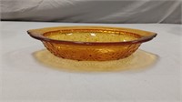 Amber Indiana glass Daisy oval dish