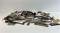Vintage tools: drill bits, filers, foldable yard